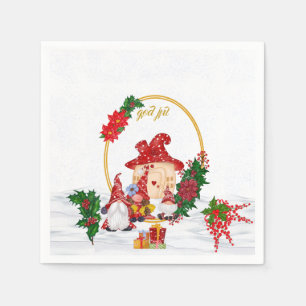 God Jul Swedish Gnomes Red Family Napkin