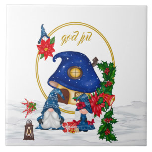 God Jul Swedish Gnomes  Tile