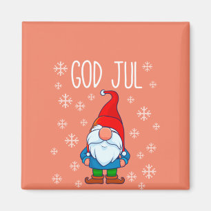 God Jul, Swedish Tomte Gnome, Scandinavian Merry Magnet