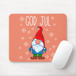 God Jul, Swedish Tomte Gnome, Scandinavian Merry Mouse Pad