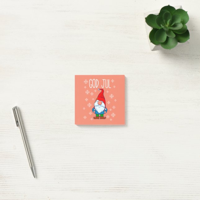 God Jul, Swedish Tomte Gnome, Scandinavian Merry Post-it Notes (Office)