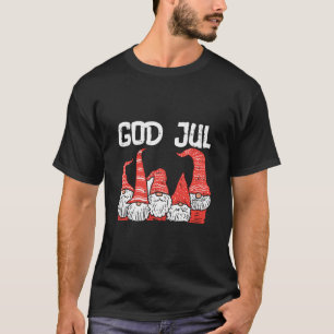 God Jul Three Nordic Gnomes Swedish Norwegian Chri T-Shirt