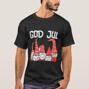 God Jul Three Nordic Gnomes Swedish Norwegian Chri T-Shirt