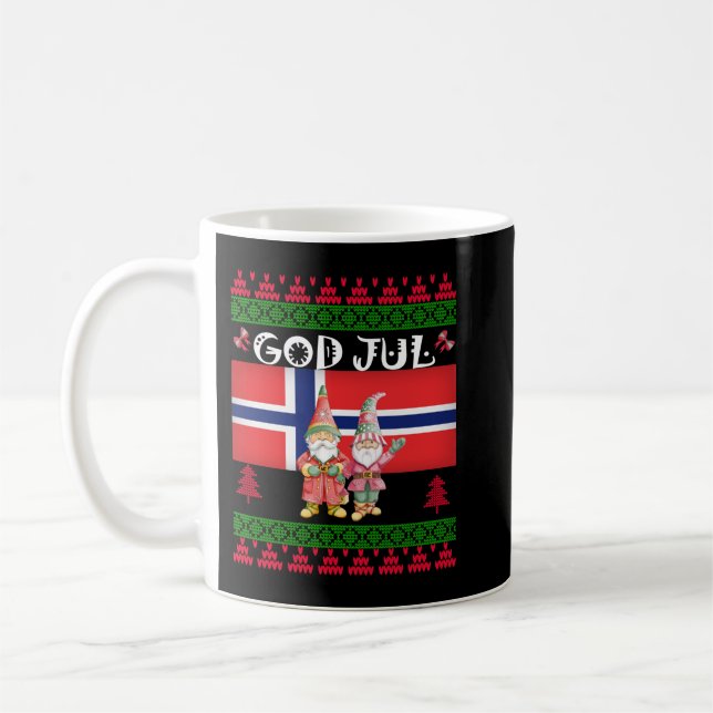 God Jul Ugly Norway Flag Christmas Scandinavian Gn Coffee Mug (Left)