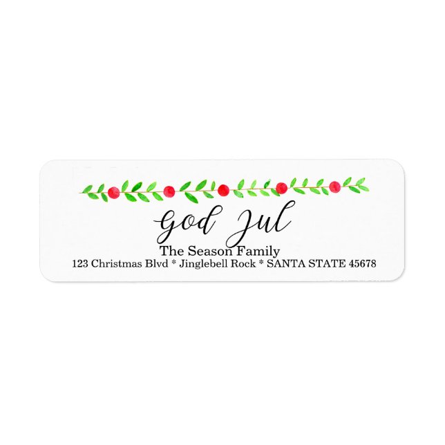 God Jul, watercolor Christmas banner (Front)