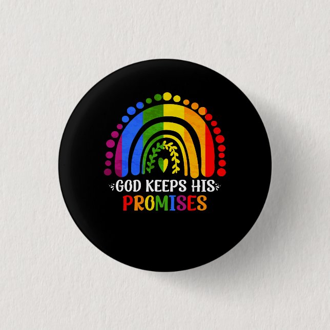 God Keeps His Promise Rainbow Christian Bible Noah 1 Inch Round Button (Front)
