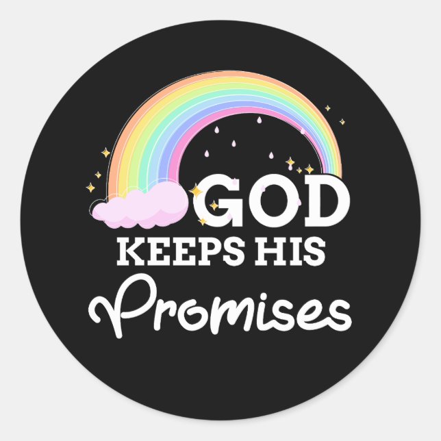 God Keeps His Promises Rainbow Religious Jesus Lov Classic Round Sticker (Front)