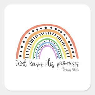 God Keeps His Promises - Rainbow Square Sticker