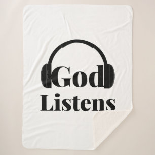 God Listens Faith Based Quote Sherpa Blanket