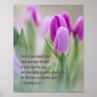 "God Loves A Cheerful Giver" 2 Corinthians 9:7 Poster