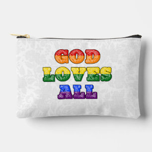 "God Loves All" Gay/LGBTQIA+/Queer Christian Pride Accessory Pouch