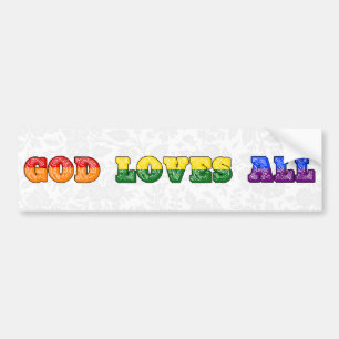 "God Loves All" Gay/LGBTQIA+/Queer Christian Pride Bumper Sticker
