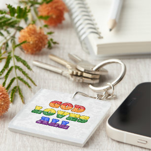 "God Loves All" Gay/LGBTQIA+/Queer Christian Pride Keychain
