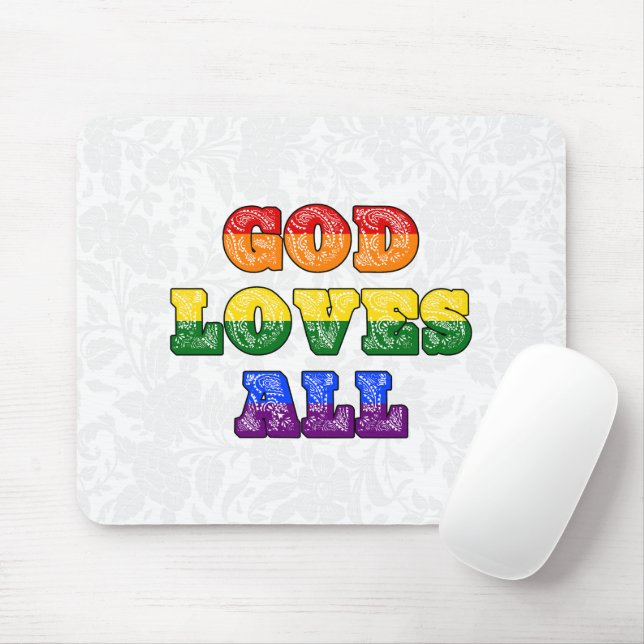 "God Loves All" Gay/LGBTQIA+/Queer Christian Pride Mouse Pad (With Mouse)
