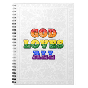 "God Loves All" Gay/LGBTQIA+/Queer Christian Pride Notebook