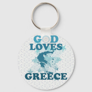 God Loves Greece Keychain