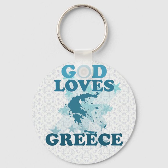 God Loves Greece Keychain (Front)