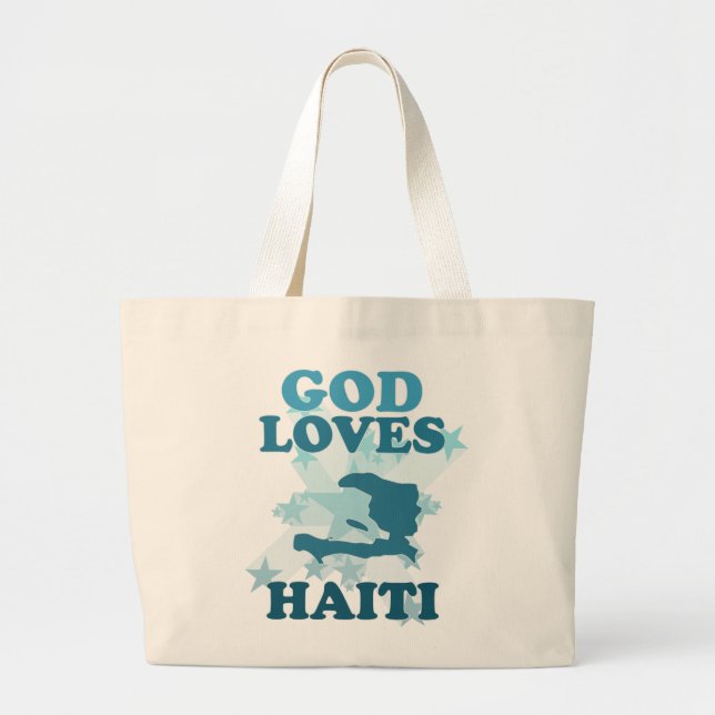 God Loves Haiti Large Tote Bag (Front)