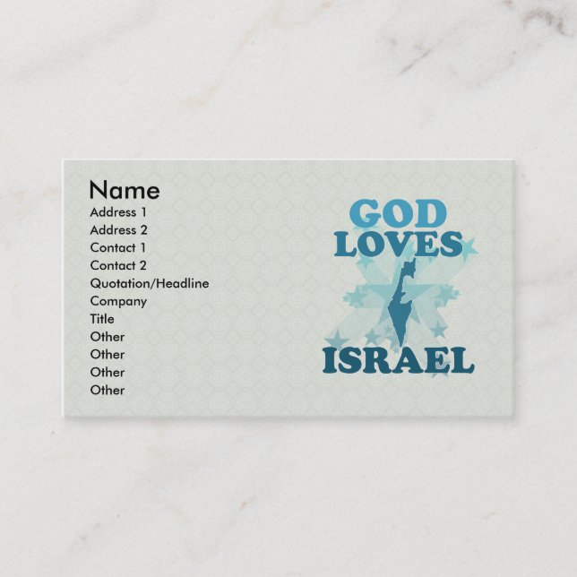 God Loves Israel Business Card (Front)