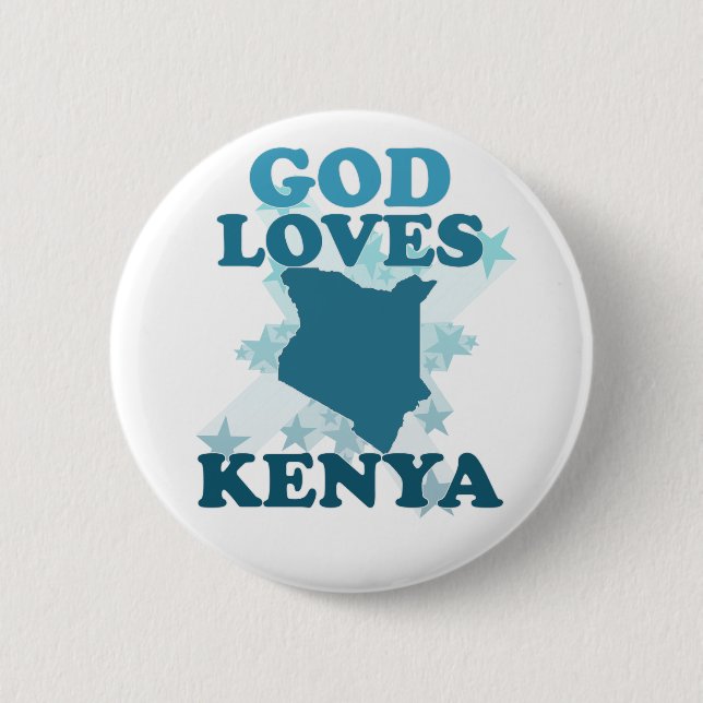 God Loves Kenya 2 Inch Round Button (Front)