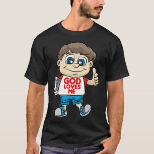 God Loves Me Belcher Christ with Bible and God Co T-Shirt