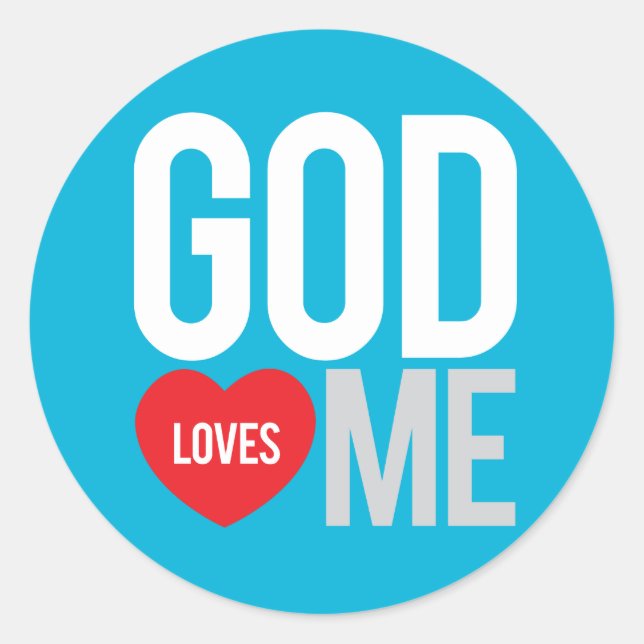 God loves me classic round sticker (Front)