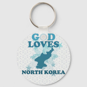 God loves north korea keychain