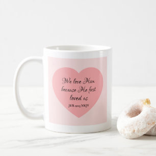 God Loves You Bible Verse Pinkish Red Heart Simple Coffee Mug