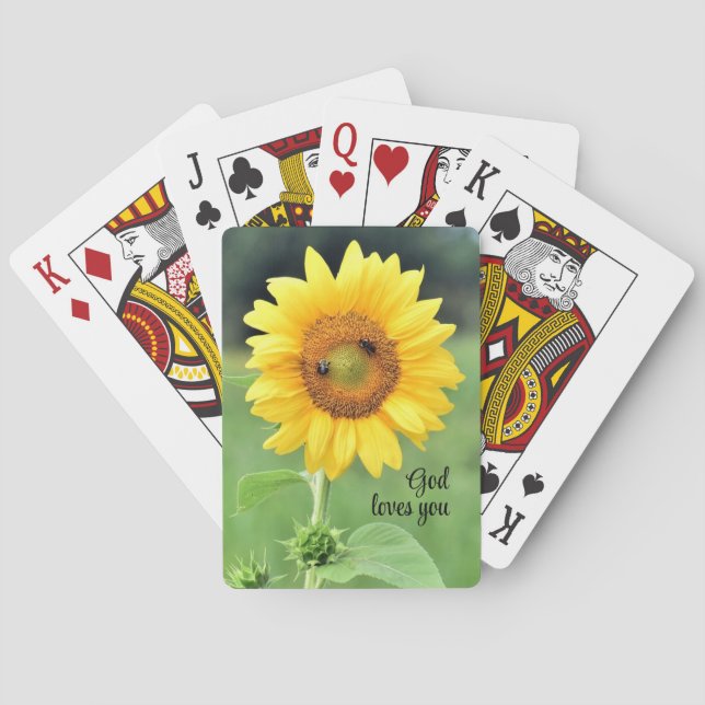 God Loves You Happy Sunflower Playing Cards (Back)