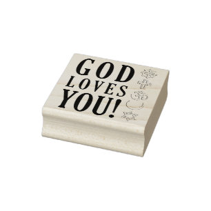 God loves you & religions symbols rubber stamp