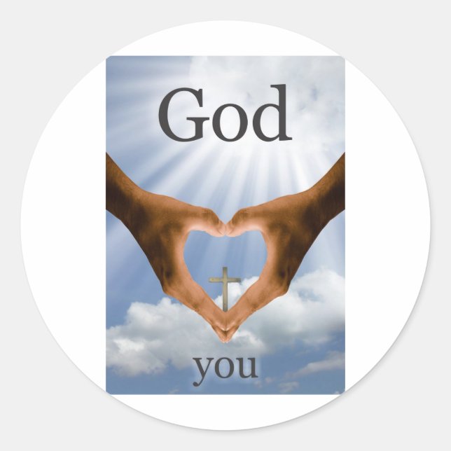 God Loves You Round Sticker (Front)