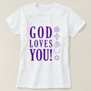 GOD LOVES YOU + World Religions Symbols T-Shirt