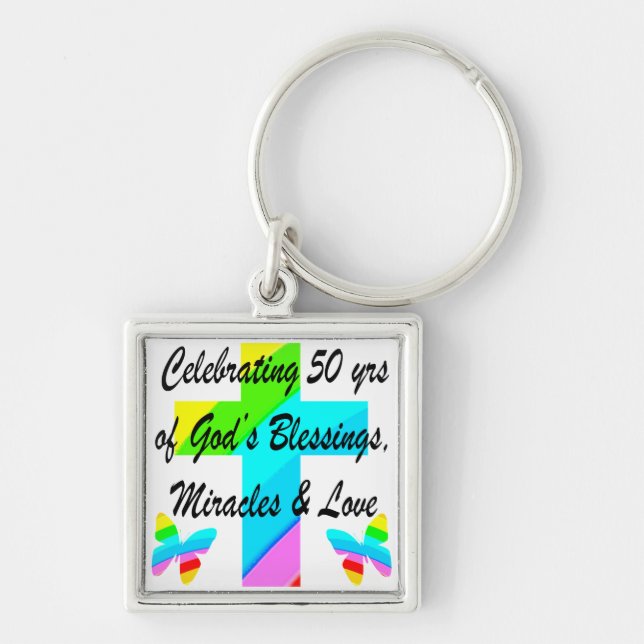 GOD LOVING 50TH KEYCHAIN (Front)
