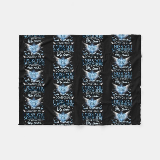 God Made My Sister An Angel In Heaven My Sister Fleece Blanket (Front (Horizontal))