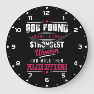 God Made Police Officers Hilarious Profession Dsgn Large Clock