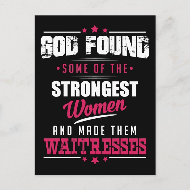 God Made Waitresses Hilarious Profession Design Postcard (Front)