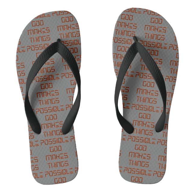 God Makes Things Possible Grey All-Over Unisex Flip Flops (Footbed)