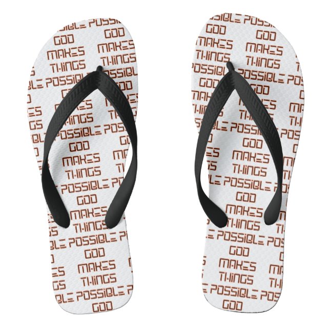 God Makes Things Possible White All-Over Unisex Flip Flops (Footbed)