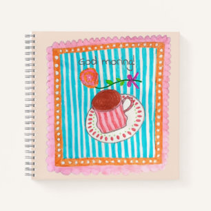 God moring Girly Hand painting watercolor Stripes  Notebook