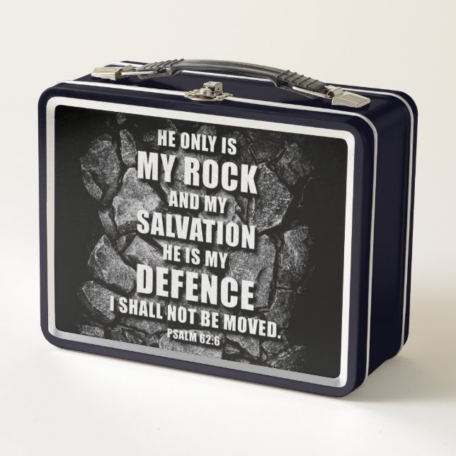 GOD My Rock & Salvation – Christian Faith Verse   Metal Lunch Box (Front)