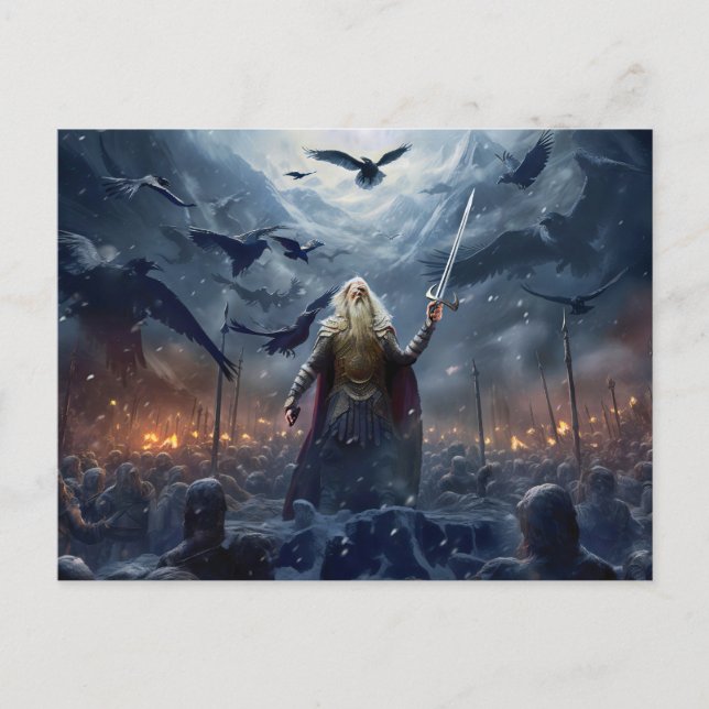 God Odin leads Einherjer Warrior of Asgards  Postcard (Front)
