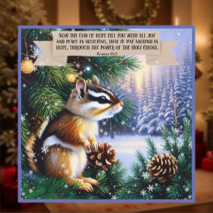 God Of Hope Bible Verse Chipmunk Christmas  Holiday Card