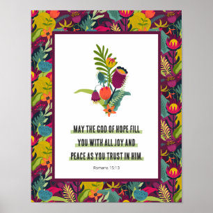 God of Hope Colorful Floral Pattern Abstract Poster