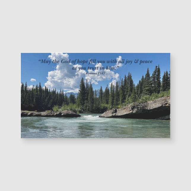 God of Hope Quote Mountain River Photograph Magnet (Front)