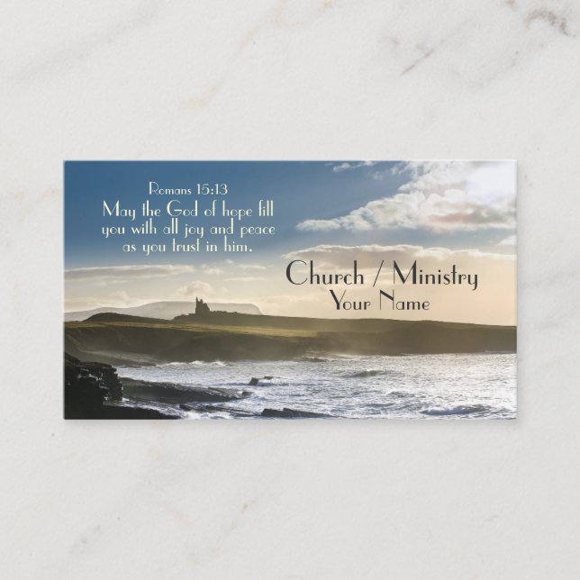 God of Hope, Romans 15:13 Bible Verse, Irish Coast Business Card (Front)