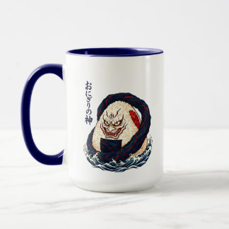 God of Onigiri Oni Samurai Japanese Rice Ball Wave Mug