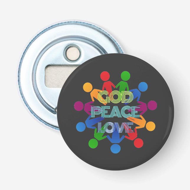 GOD PEACE LOVE BOTTLE OPENER (Front)