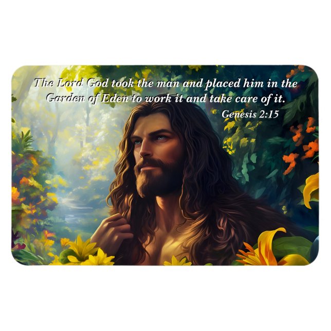 God Placed Man in the Garden, God & Creation Verse Magnet (Horizontal)
