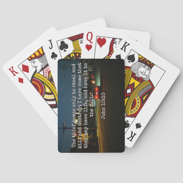 God Quotes: Phil 4:8 -- "Beware the Thief" Playing Cards (Back)