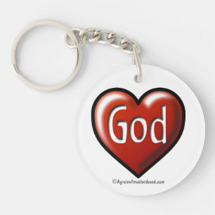 GOD red heart Keychain